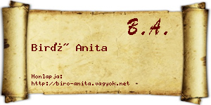 Biró Anita névjegykártya
